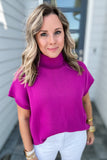 So Poised Mock Neck Sweater - Magenta