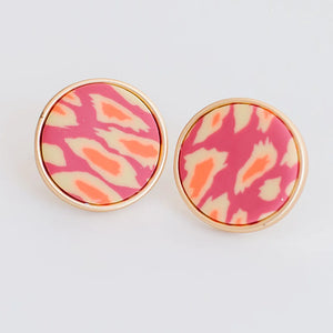 Leopard Pink Studs