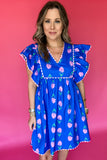 Fairway Floral Flair Dress - Blue