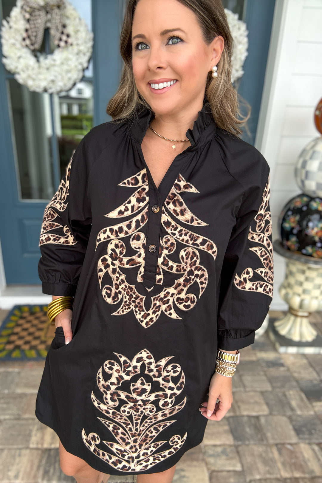 Wild at Heart Leopard Appliqué Dress – Black
