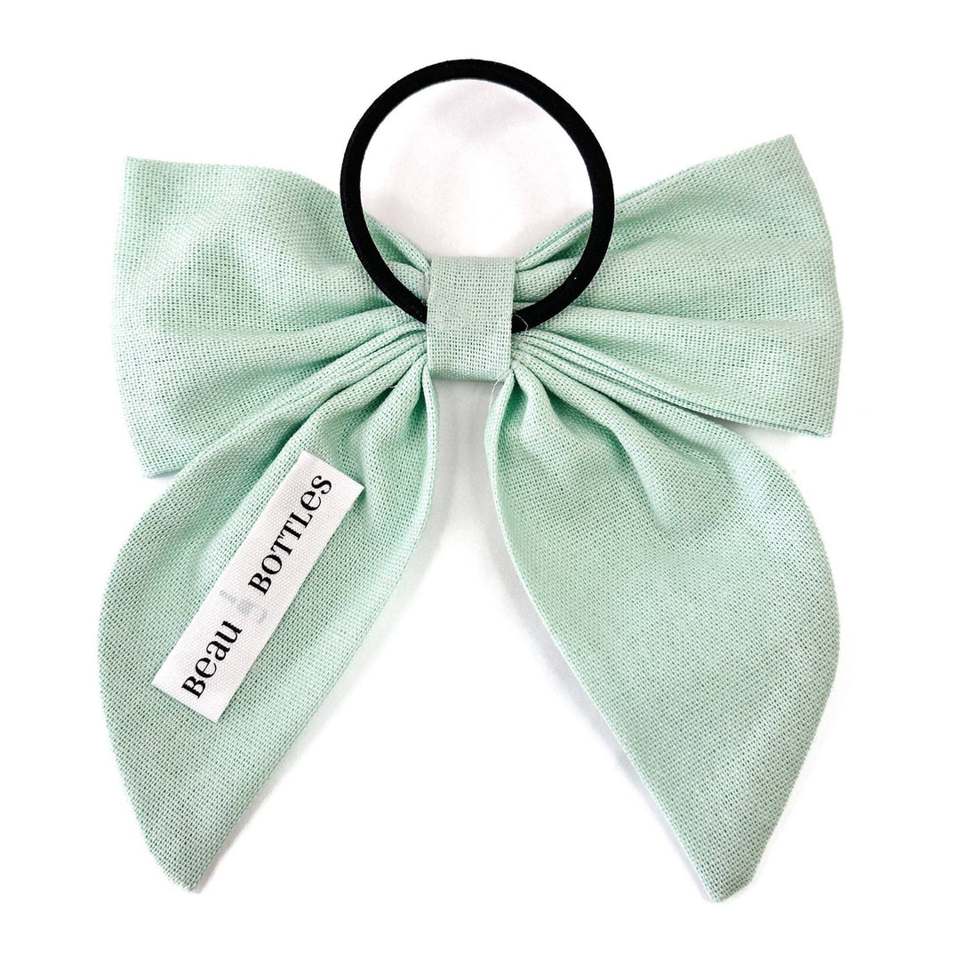 Mint Green Linen Bottle Bow