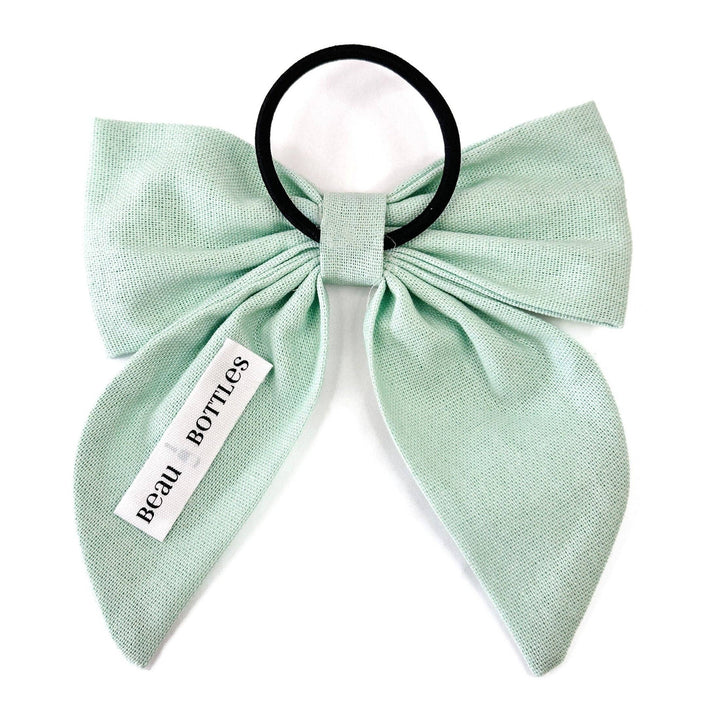 Mint Green Linen Bottle Bow
