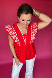 Count On Me Red Ruffle Top