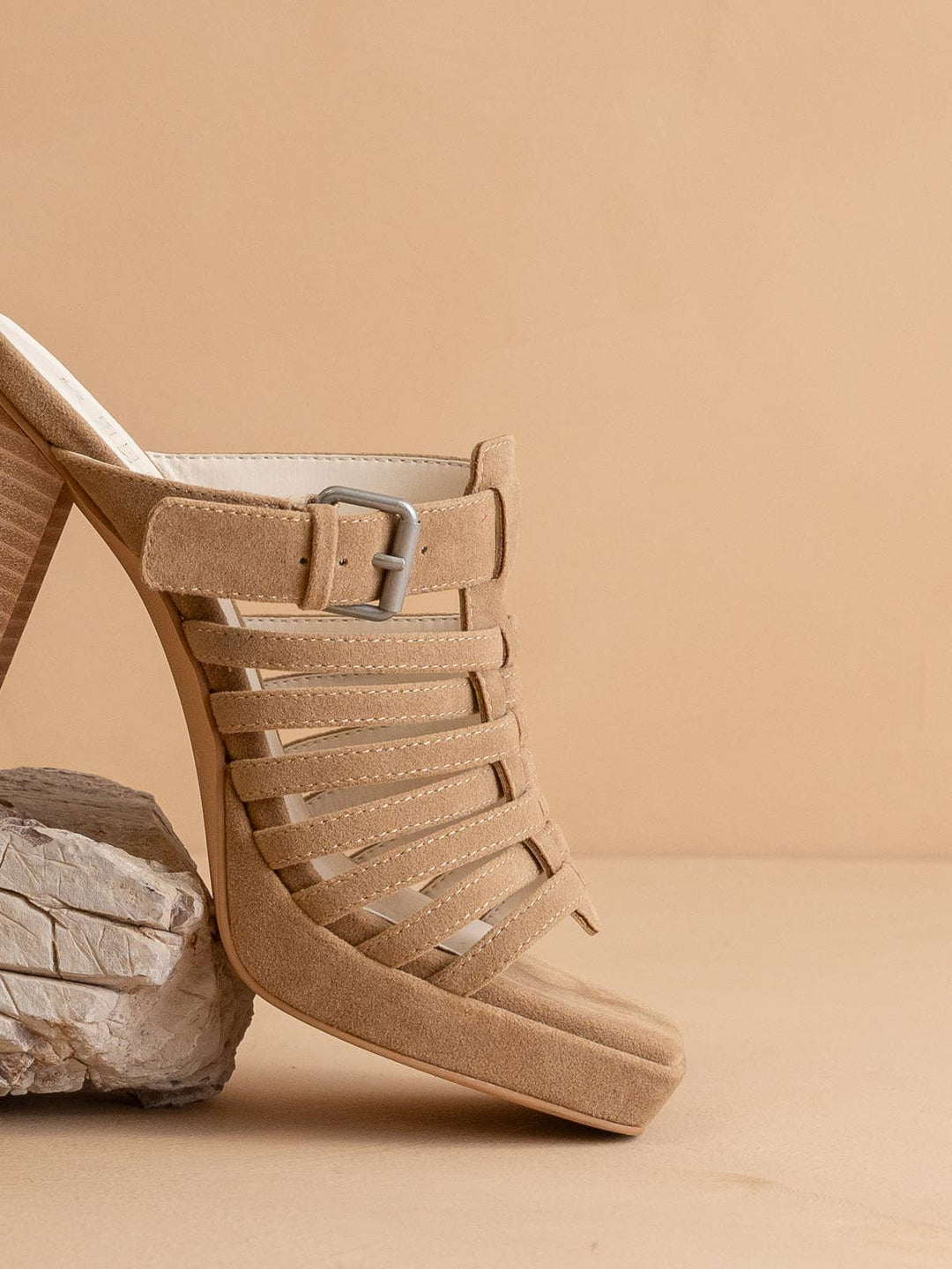 The Rome Basket Weave Heel - Khaki