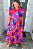 Multicolor Geo Print Midi Dress