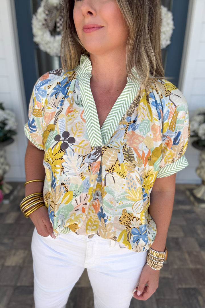 To The Garden Spring Ruffle Top