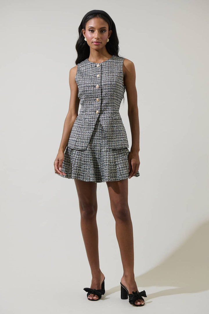 Gisella Tweed Zivy Flare Mini Skirt - B Social Boutique