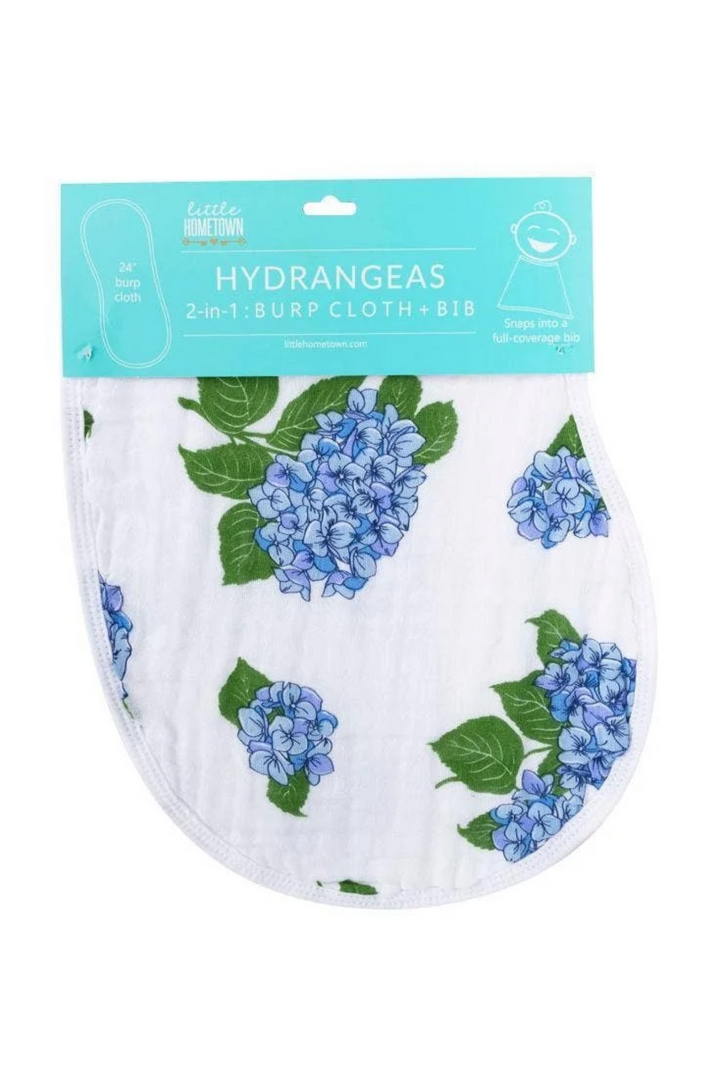 Hydrangeas Baby Burp Cloth and Bib 2 in 1