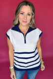 Mary Square: Celia Stripe Top - Navy + White