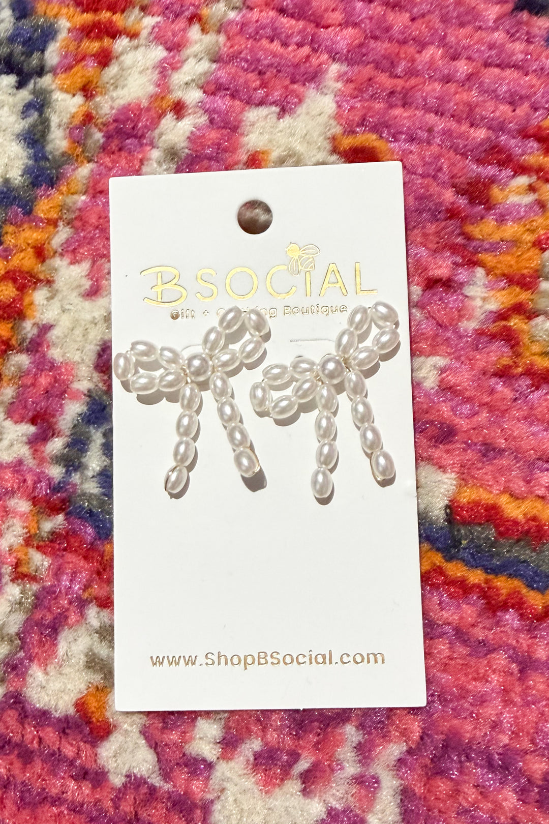 Pearl Beaded Bow Earring