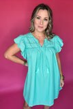 Check Me Out Scallop Dress - Aqua