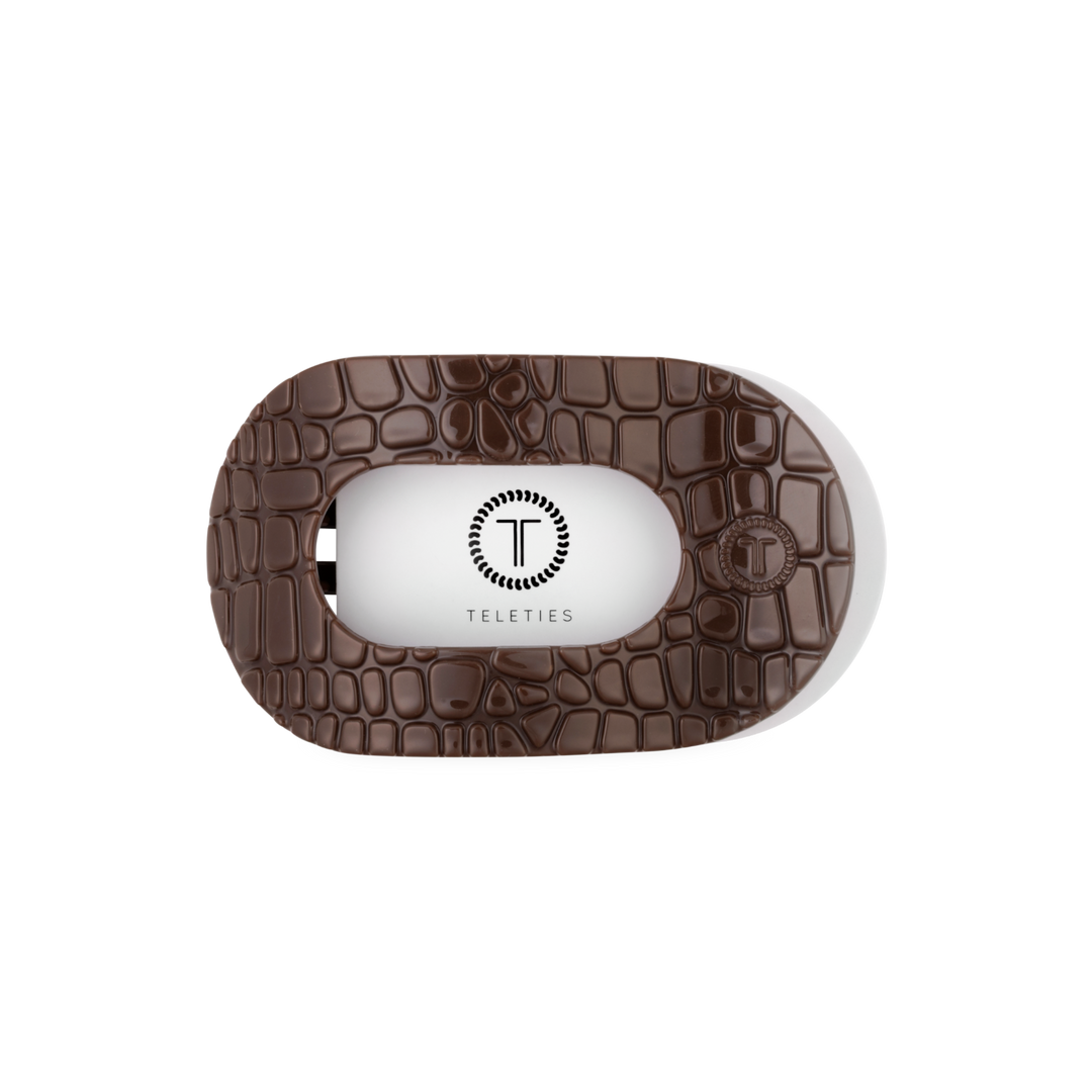 Brown Crocodile Medium Flat Round Hair Clip