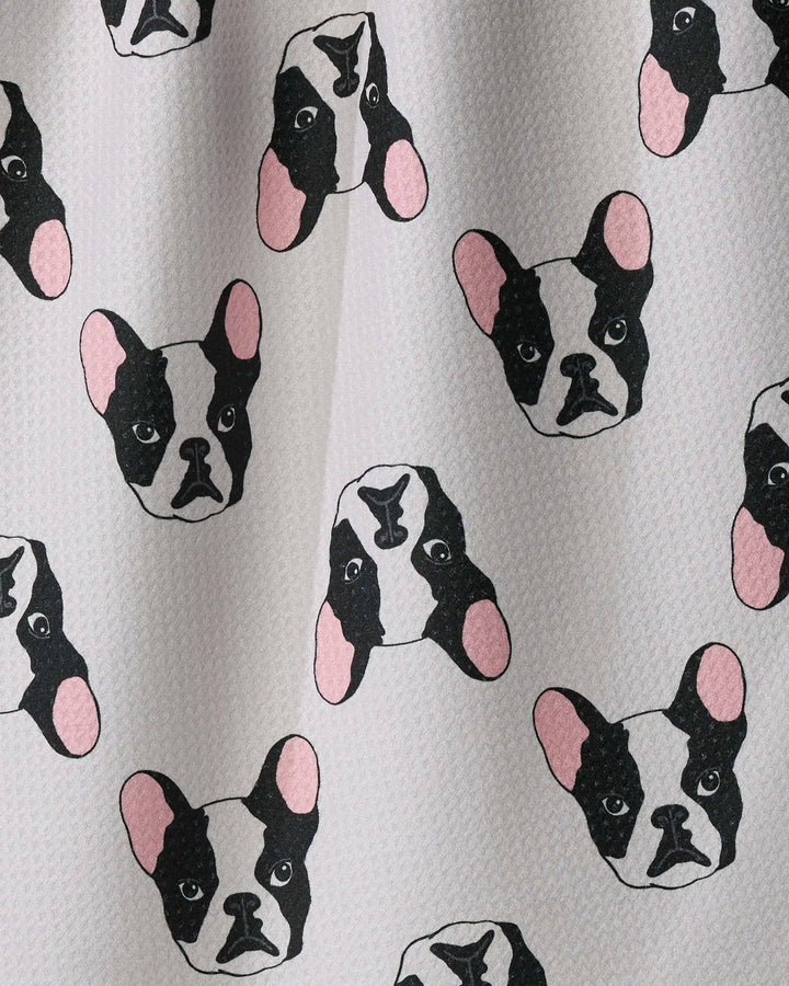 Frenchie Faces Tea Towel: Vanilla