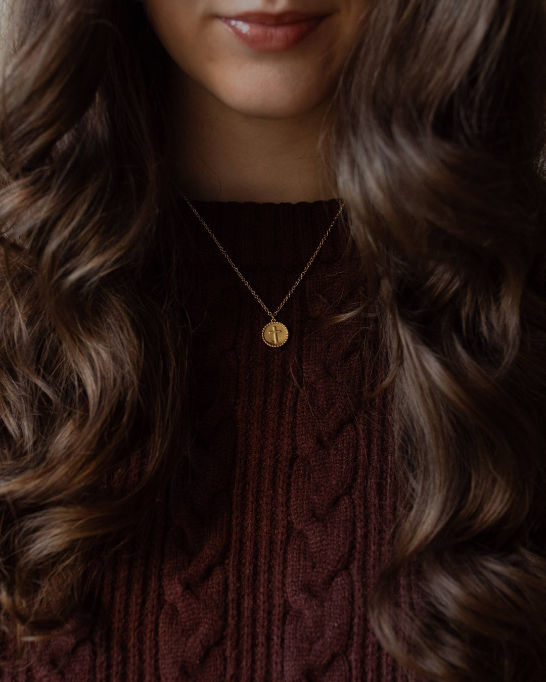 Embossed Cross Necklace