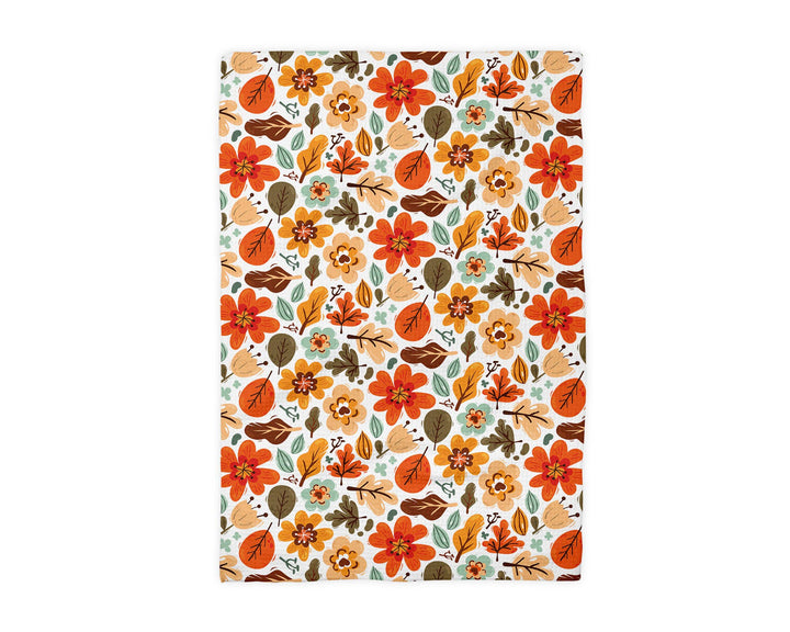 Fall Floral Waffle Weave Kitchen Towel | Autumn Flower