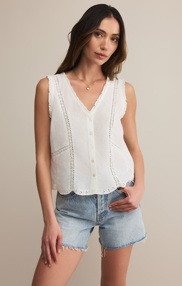 Z Supply: Tomi Embroidered Tank White