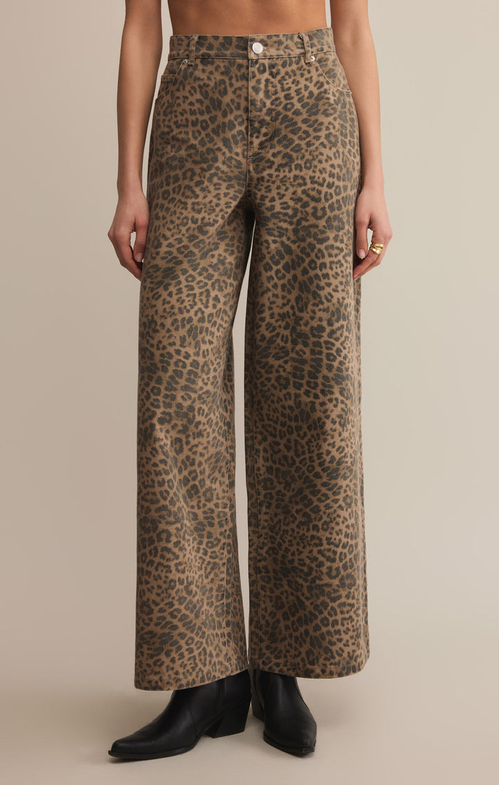 Z Supply: Marli Denim Leopard Pant Desert Tan