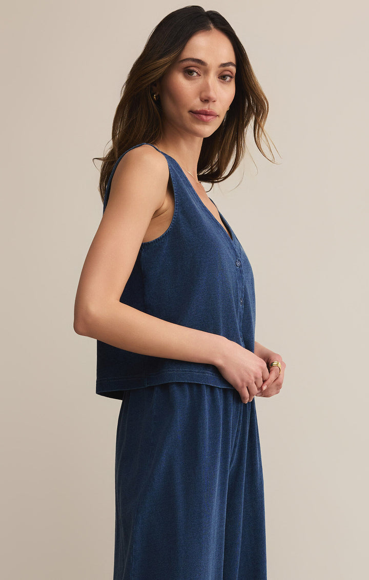 Z Supply: Solace Jersey Denim Top - Indigo