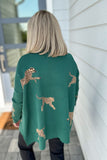 Miss Leopard Mock Neck Sweater - Hunter Green