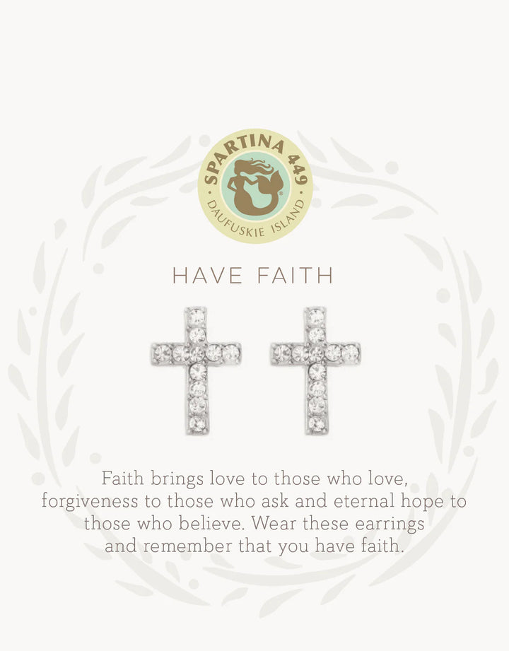Spartina 449: Sea La Vie Stud Earrings Have Faith/Cross Silver