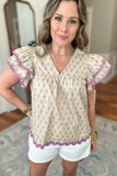 The One I Want Ric Rac Blouse - Lavender