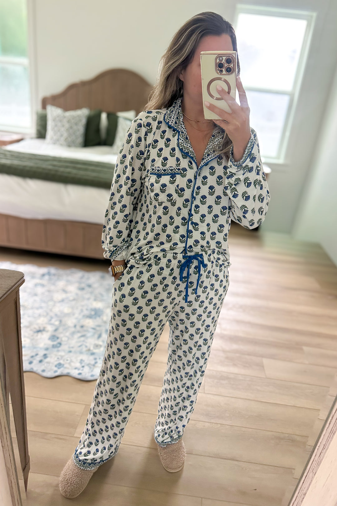 Mary Square: PJ Set Floral Foulard Navy