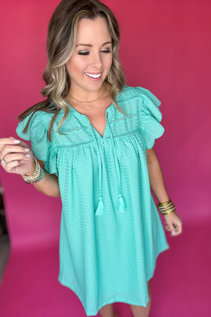 Check Me Out Scallop Dress - Aqua