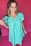 Check Me Out Scallop Dress - Aqua