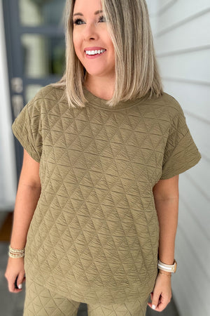 Quilted Travel Top - Olive