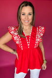 Count On Me Red Ruffle Top