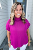 So Poised Mock Neck Sweater - Magenta