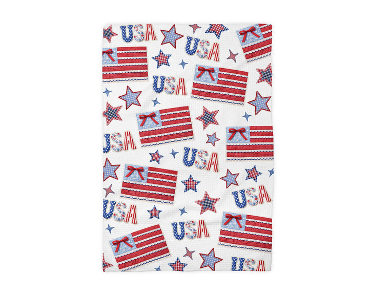 July 4th Kitchen Towel Patriotic Red White Blue Flag Star