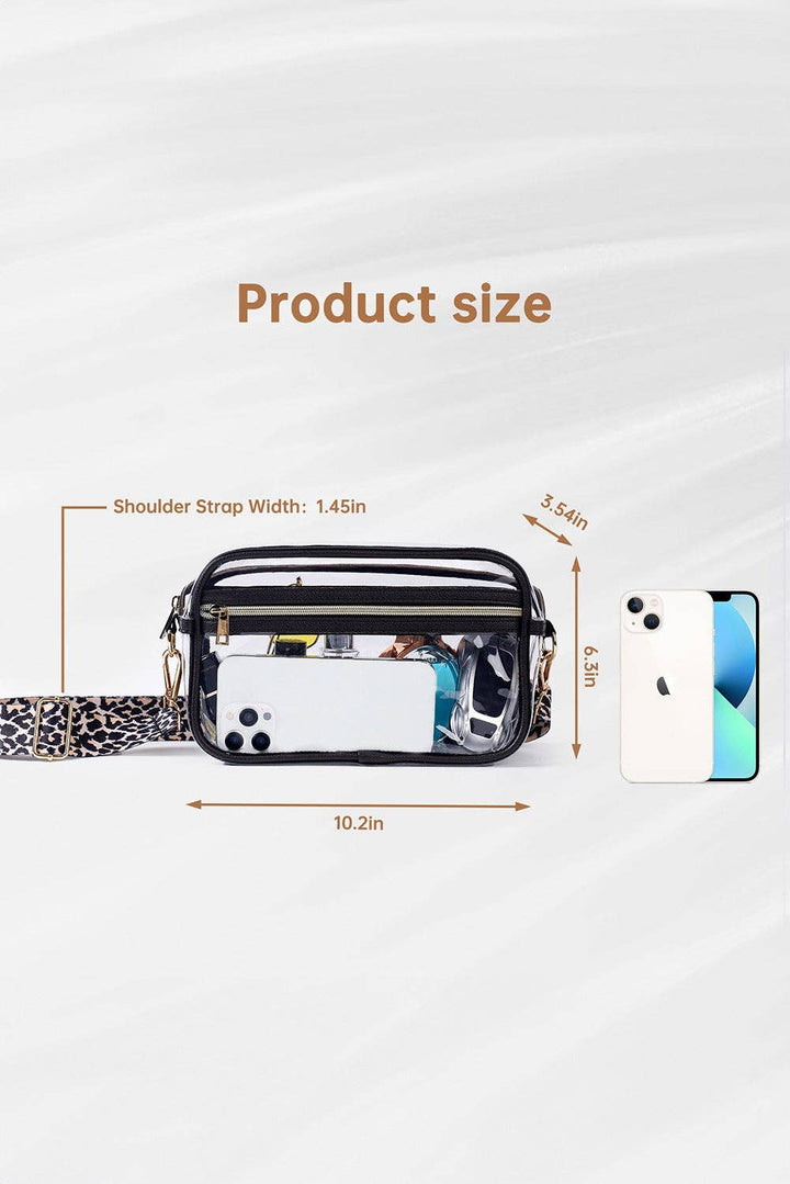 Gold Leopard Strap Clear Crossbody Bag