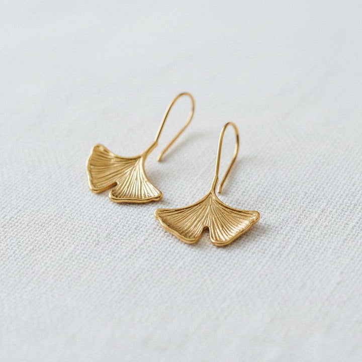Artistic Ginkgo Leaf Drop Earrings - B Social Boutique