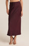 Z Supply: Europa Luxe Sheen Midi Skirt- Berry Wine