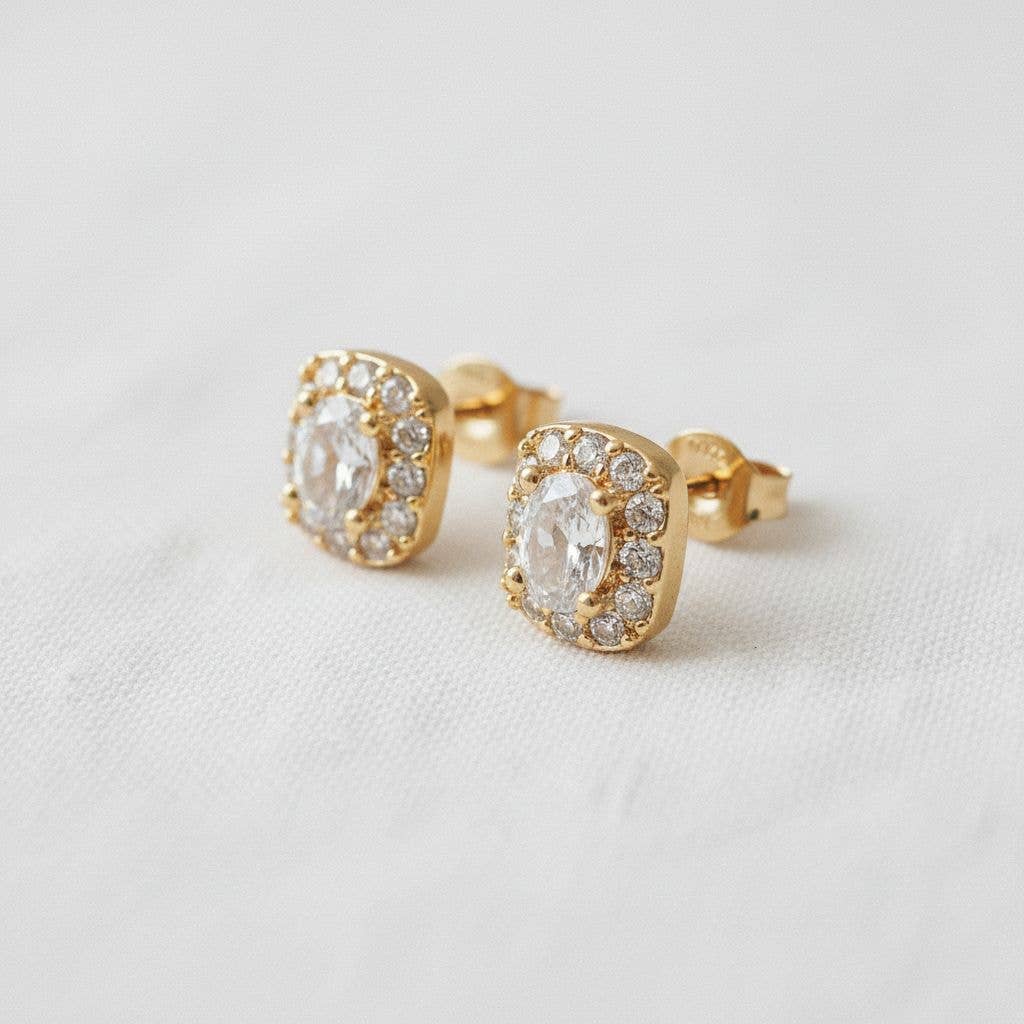 Mini Pave Cubic Zirconia Stud Earrings - B Social Boutique