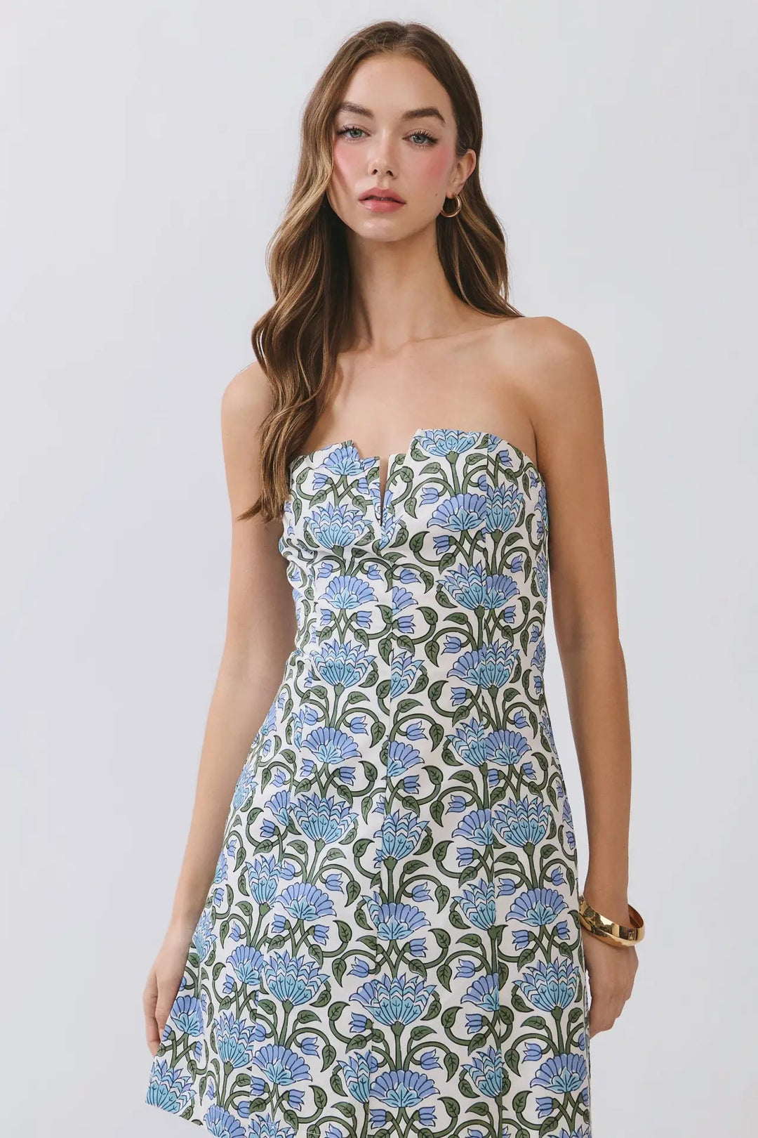 Charleston Printed Strapless Dress