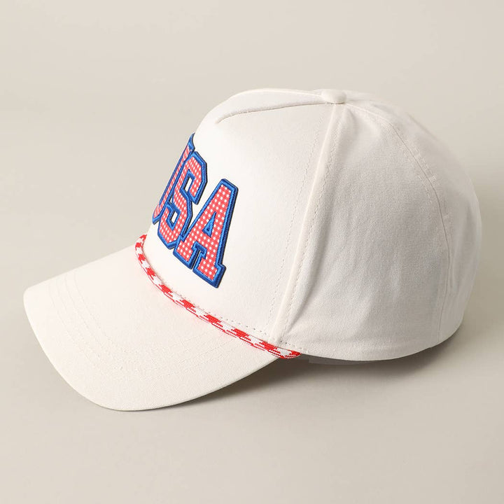 USA Patch Rope Trucker Hat: Red