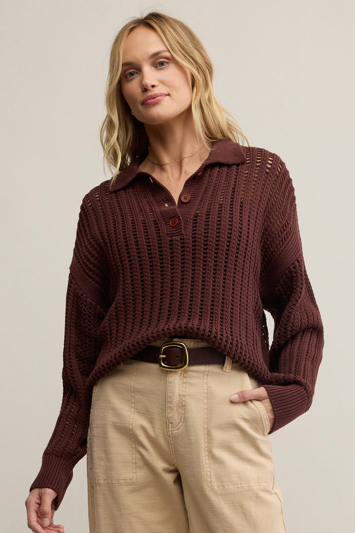 Z Supply: Looking Glass Polo Sweater - Sandalwood