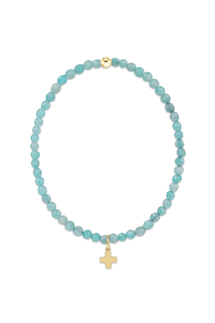 enewton: Classic Amazonite 3mm Bracelet - Signature Cross Gold Charm