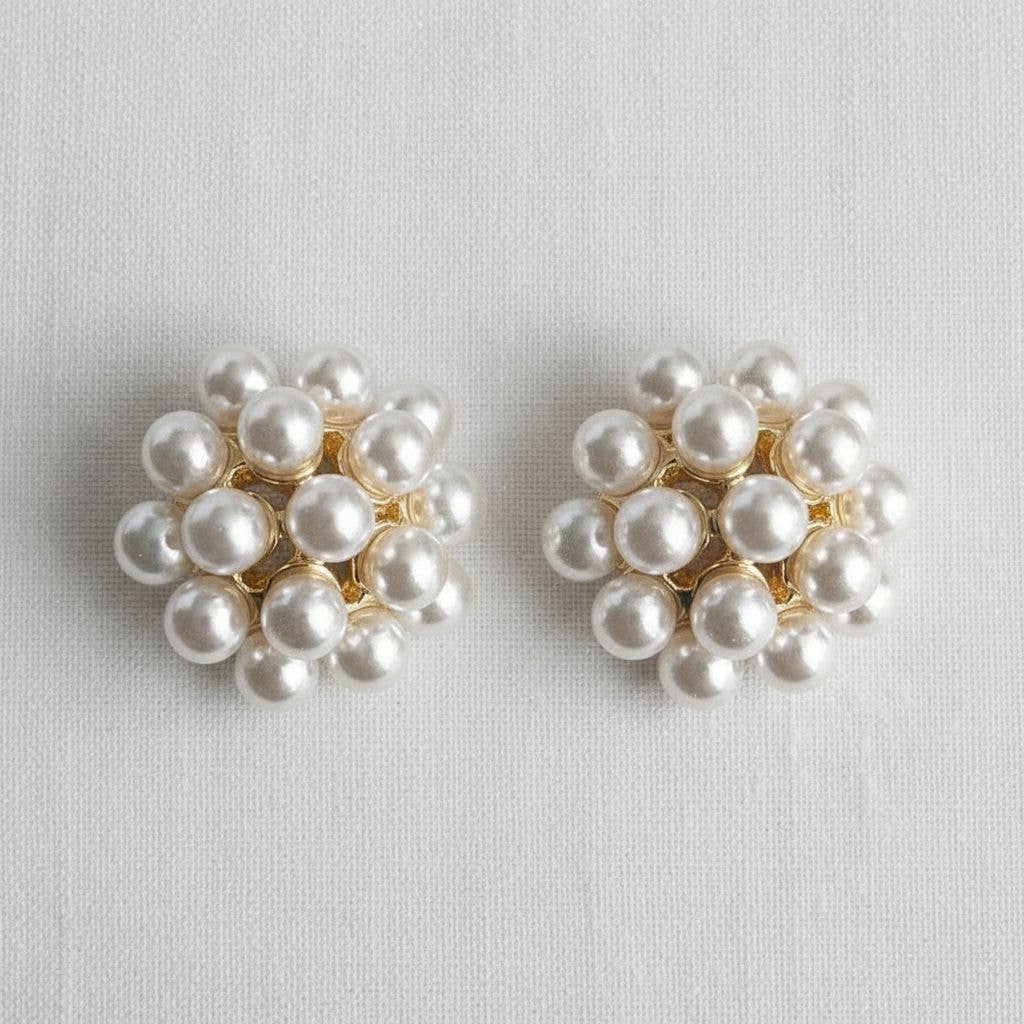 Classic Floral Pearl Drop Earrings - B Social Boutique
