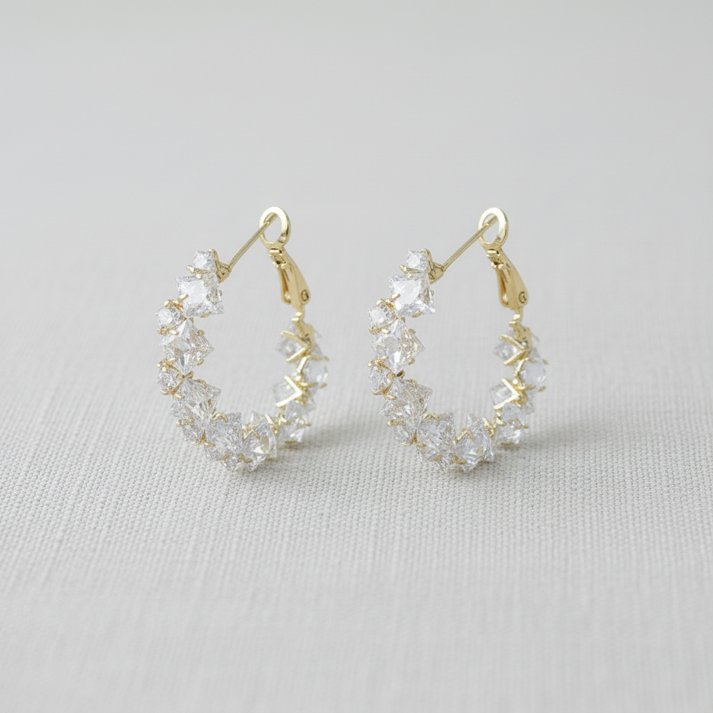 Crystal Zirconia C-Shape Earrings