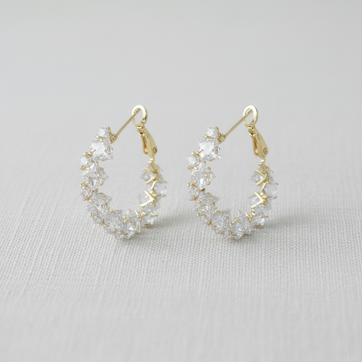 Crystal Zirconia C-Shape Earrings