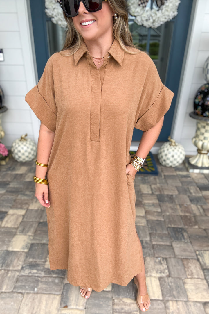 Caramel Café Midi Dress