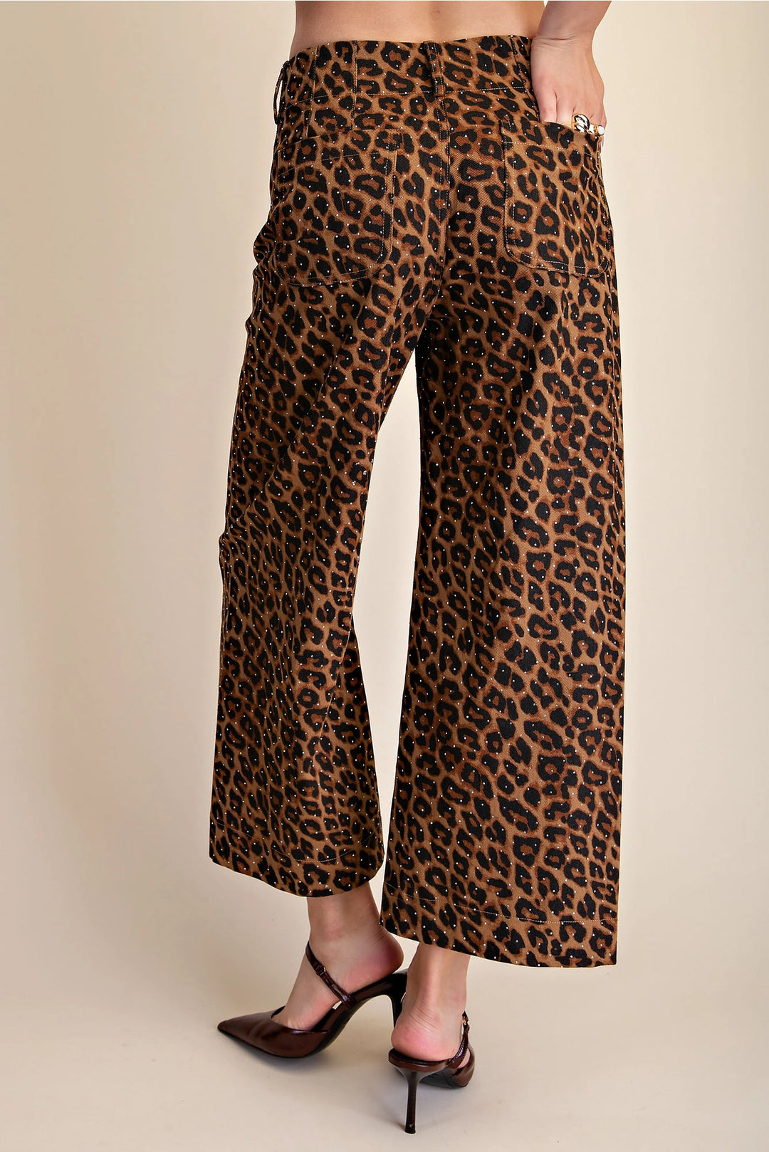 Leopard Colette Cropped Rhinestone Pants