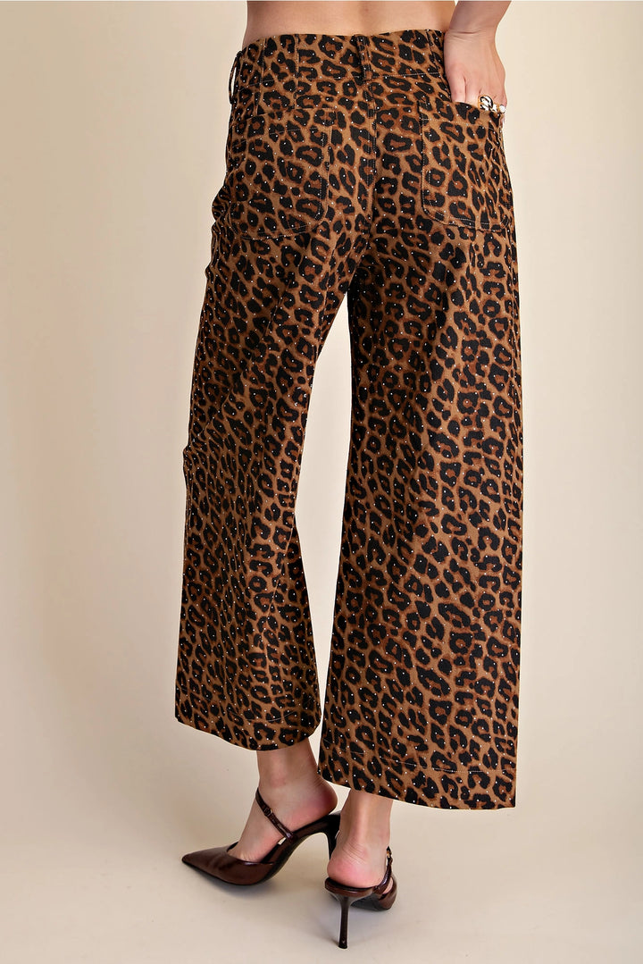 Leopard Colette Cropped Rhinestone Pants