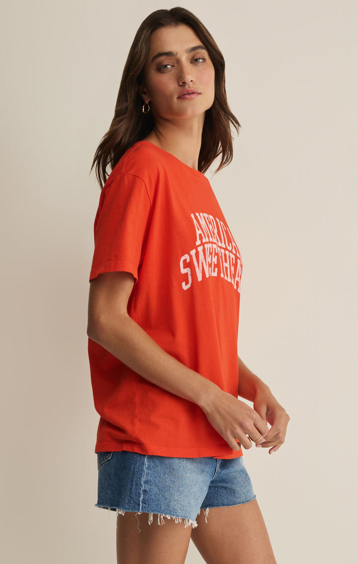 Z Supply: American Sweetheart Boyfriend Tee -  Lychee