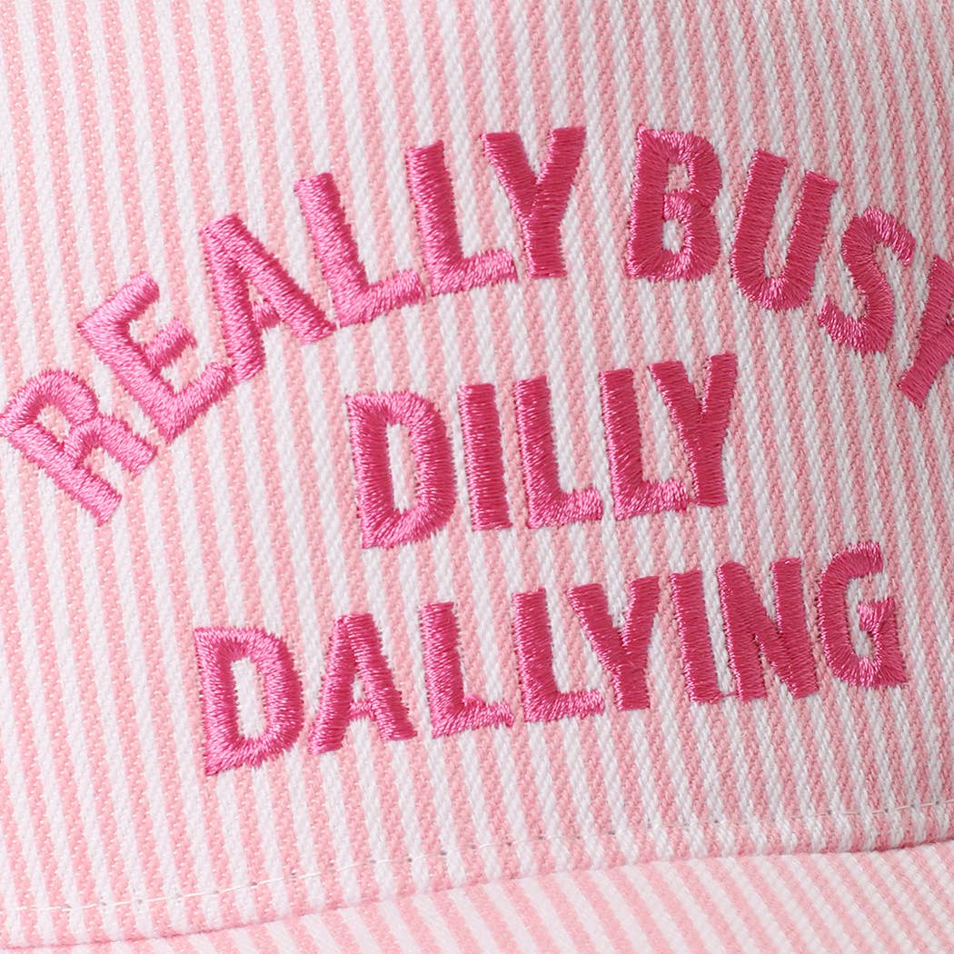 REALLY BUSY DILLY DALLYING Seersucker Stripe Hat: PINK - B Social Boutique