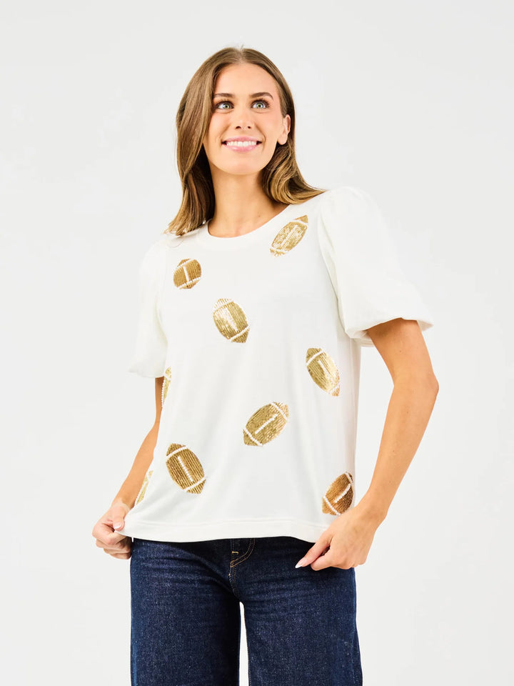 Mary Square: Tina Top - Sequin Football