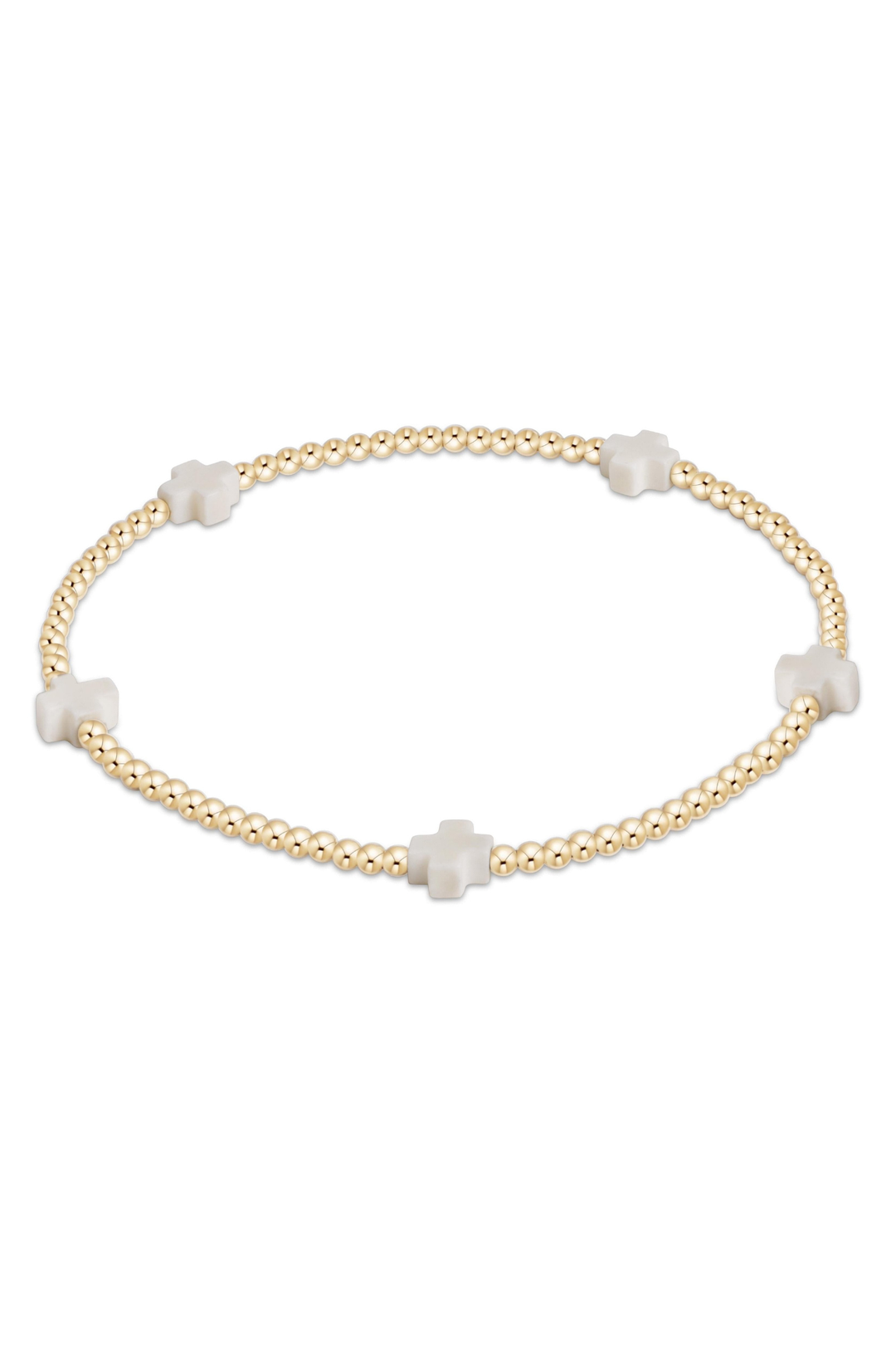 enewton: Signature Cross Small 2mm Gold Bracelet - Off-White